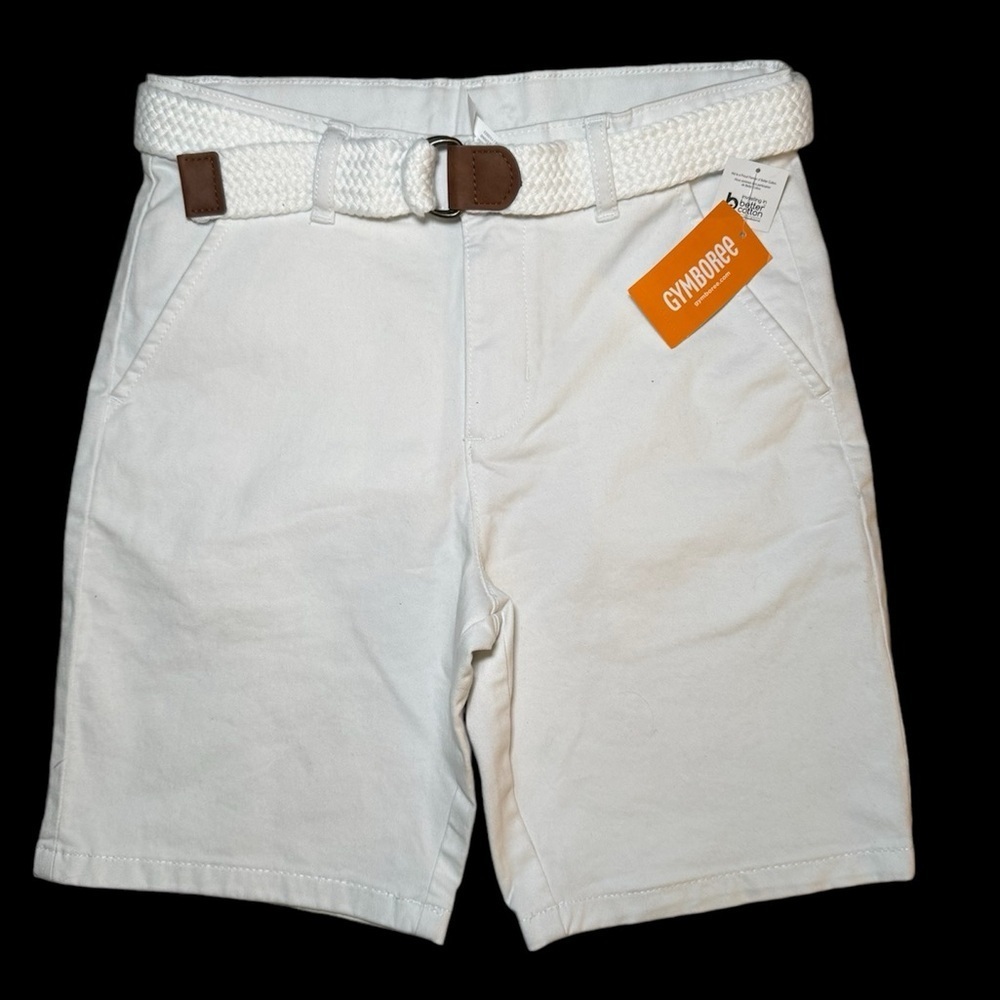 Gymboree Boys Belted Chino Shorts - Simply White Size 10 - Picture 3 of 9